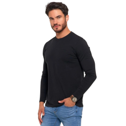 Longsleeve koszulka męska bawełniana z długim rękawem CZARNA MORAJ